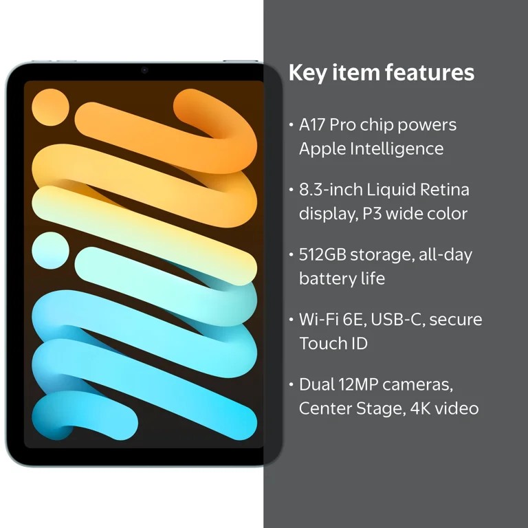Apple iPad mini 512GB Blue with A17 Pro chip and Wi-Fi 6E