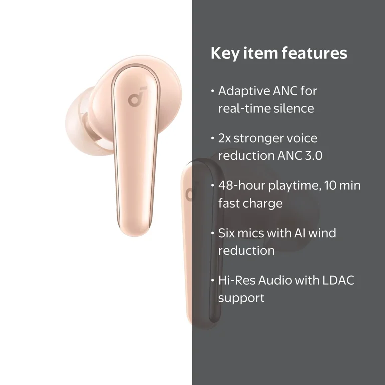 Soundcore, Liberty 5 Noise Cancelling Earbuds, Orange, Adaptive