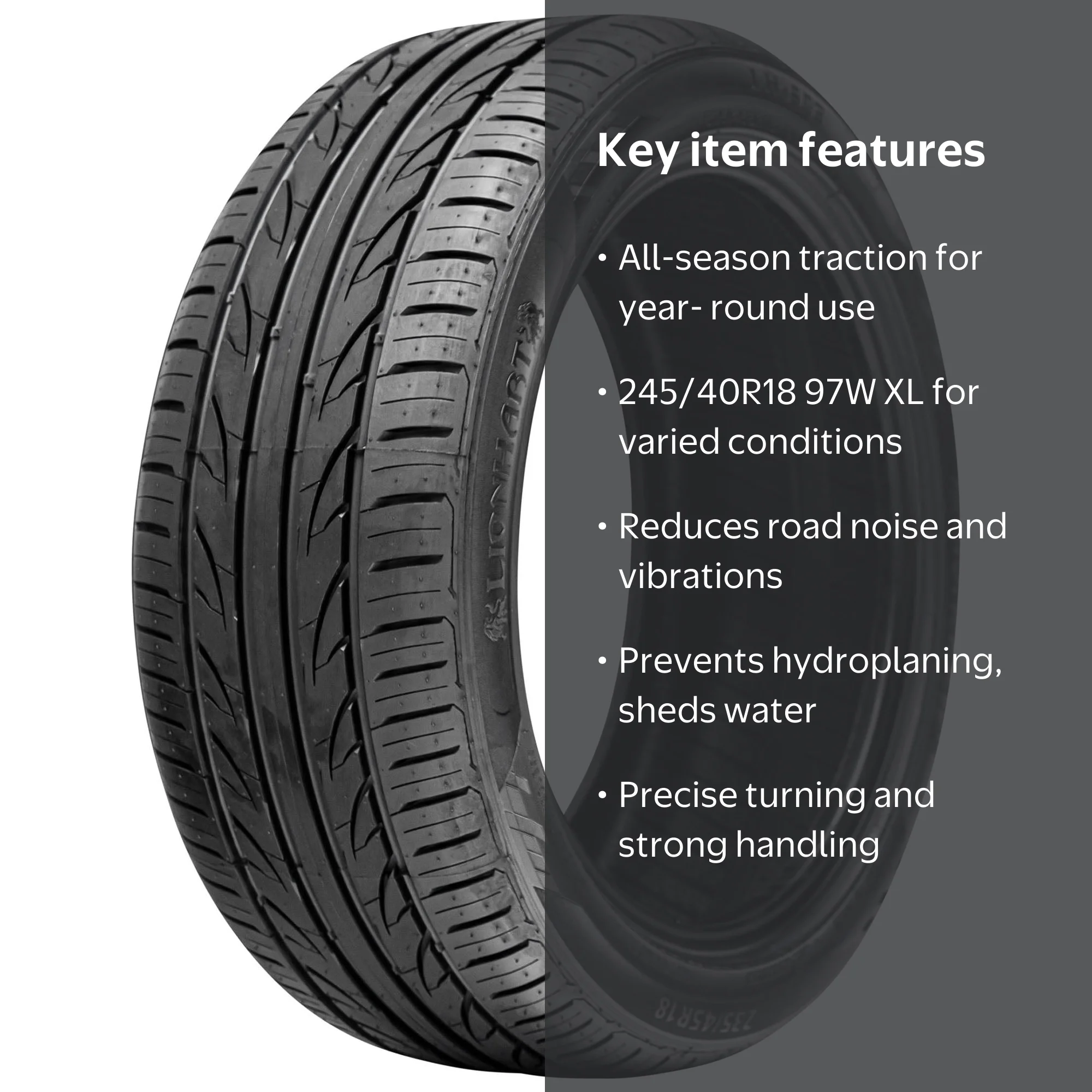 Lionhart LH-503 Passenger Tire, 245/40ZR18 97W XL, All Season