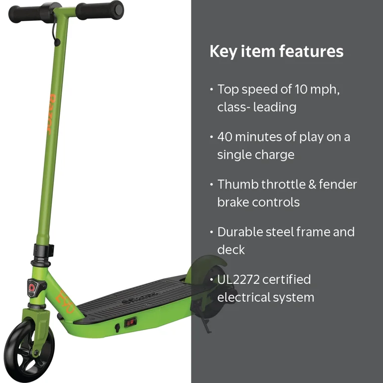 Razor Black Label E90 Electric Power Scooter - Green, for Kids