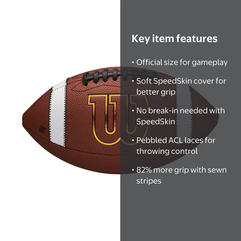 Wilson, Official Size GST SpeedSkin Football, Brown, SpeedSkin