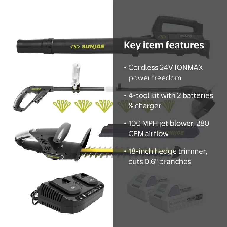 Sun Joe 24V Cordless Lawn and Garden Combo Kit with Trimmer