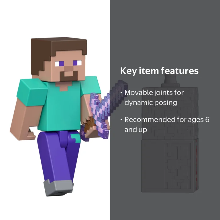 Minecraft Steve Action Figure & Accessory Set, 3.25-inch