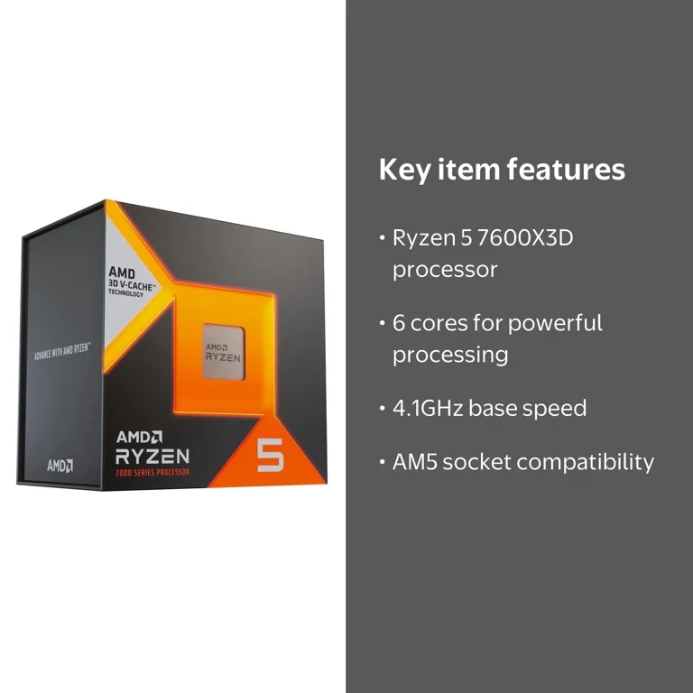 AMD, Ryzen 5 7600X3D, 100100001721WOF, 6-Core 4.1GHz Processor