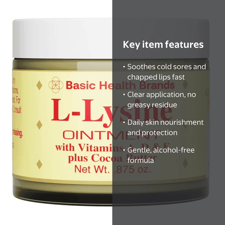 Basic Health Brands L-Lysine Lip Ointment, 0.875 oz HSA/FSA