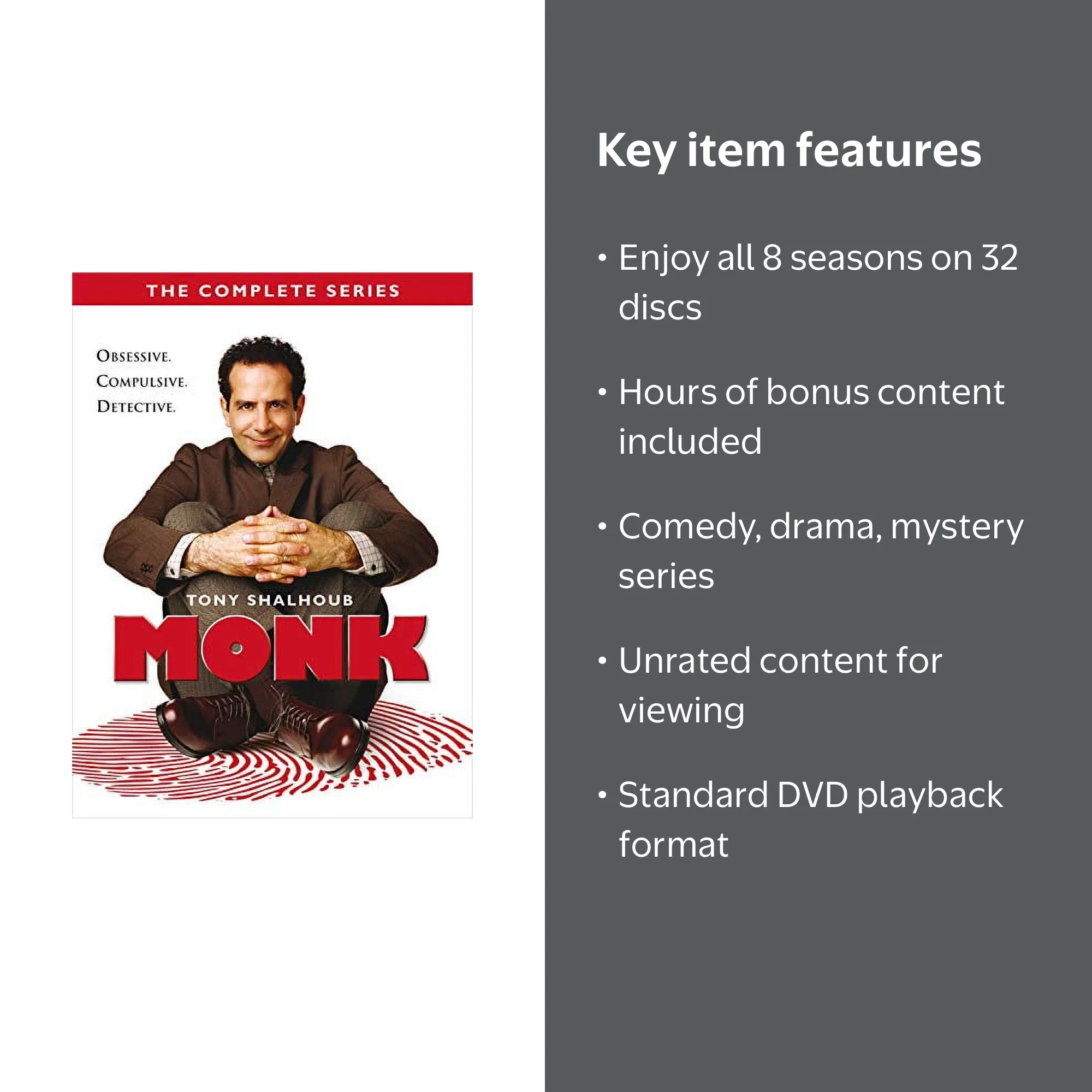 Monk Complete Series Box Set (DVD) - Walmart.com