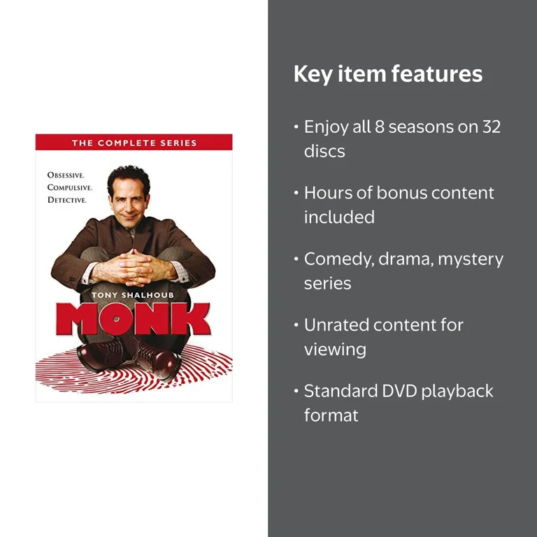 Monk Complete Series Box Set (DVD) - Walmart.com