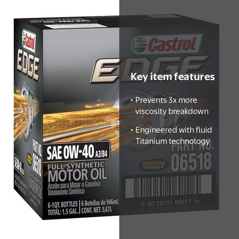 Castrol Edge High-Performance Motor Oil 0W-40, 1 qt (