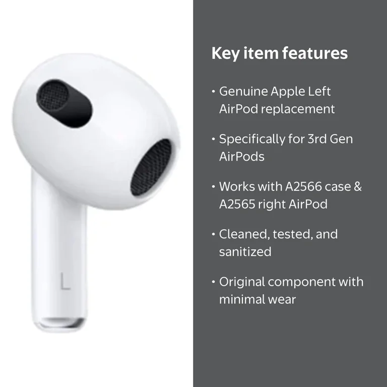 Apple AirPods 3rd Generation Replacement Left Earbud, Model A2564