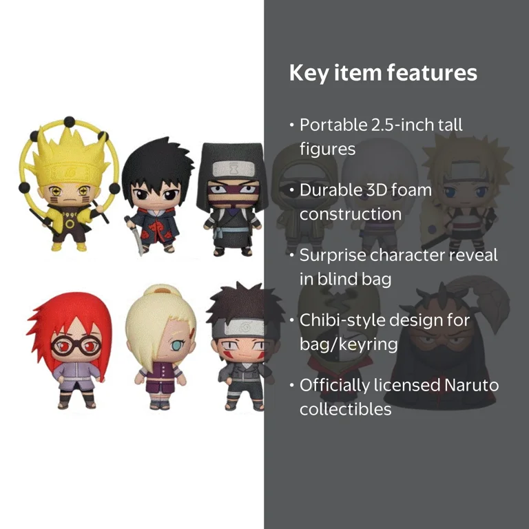 Naruto Shippuden Series 4 3D Foam Bag Clip | One Random - Walmart.com