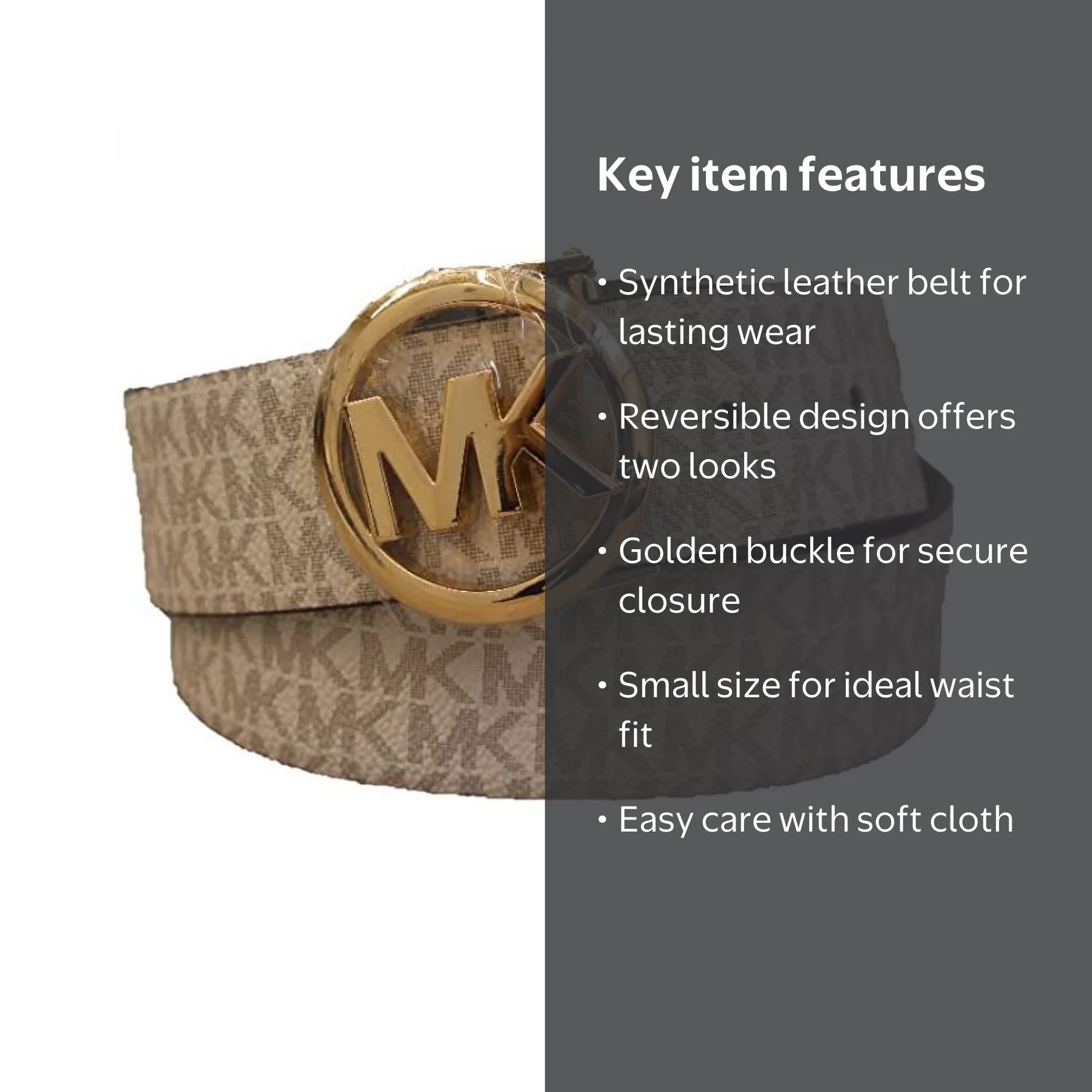 Designer Michael Kors Reversible Buckle Belt, MK Signature 