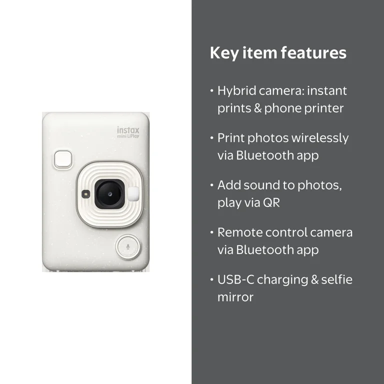 Fujifilm instax mini Liplay Instant Camera, White - Walmart.com
