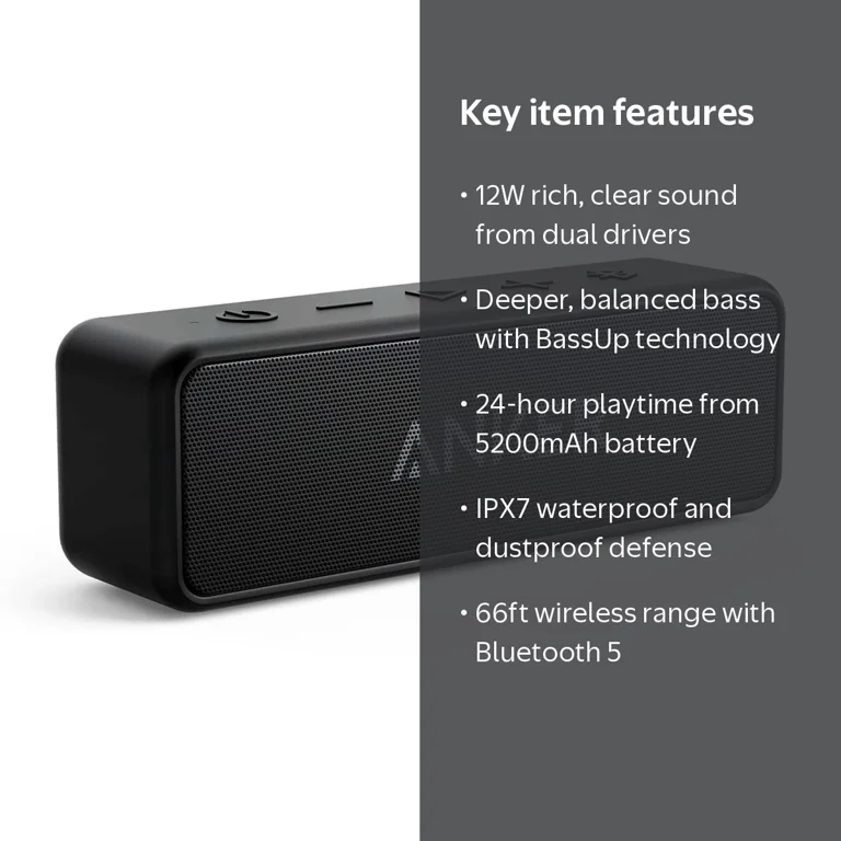 Soundcore, Bluetooth Speaker, Waterproof, 24 Hour Playtime