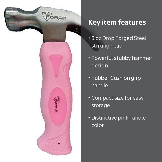 Diamond Visions, Stubby Hammer, 8 oz, Pink, Small and Compact
