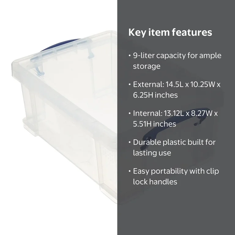 Really Useful Box 9L Storage Container with Snap Lid and Clip Lock