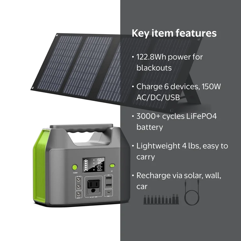 EnginStar 122.8Wh LiFePO4 Portable Power Station with Multi-Device