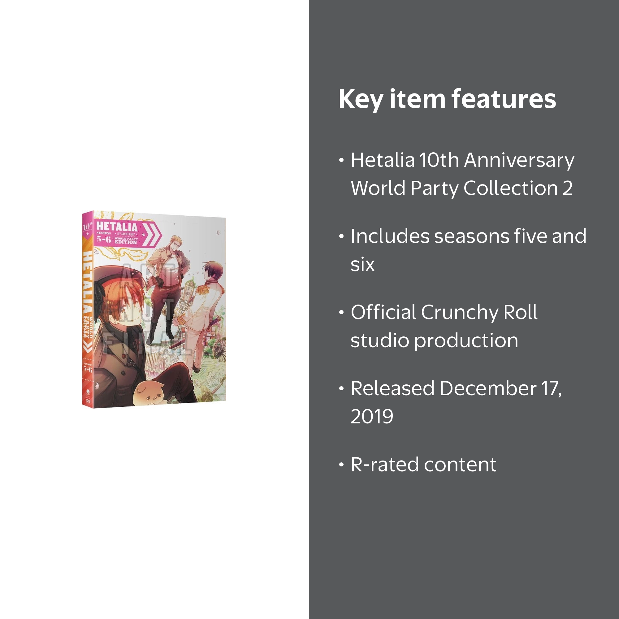 Hetalia: Seasons 5-6 10th Anniversary DVD with Extras and