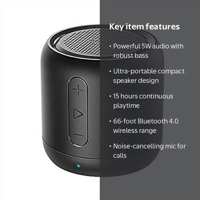 Anker SoundCore mini （コンパクト） Anker, Bluetooth Portable Speaker, 15-Hour Playtime, Enhanced Bass
