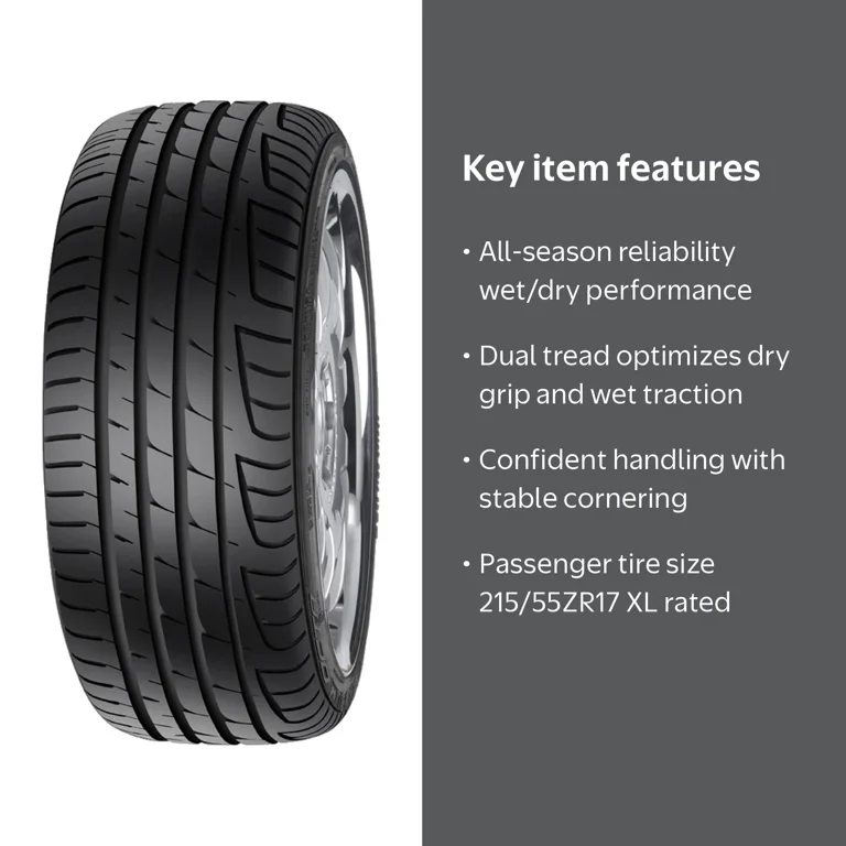 Forceum, Passenger Tire, 215/55ZR17 98W XL, All Season Wet Dry