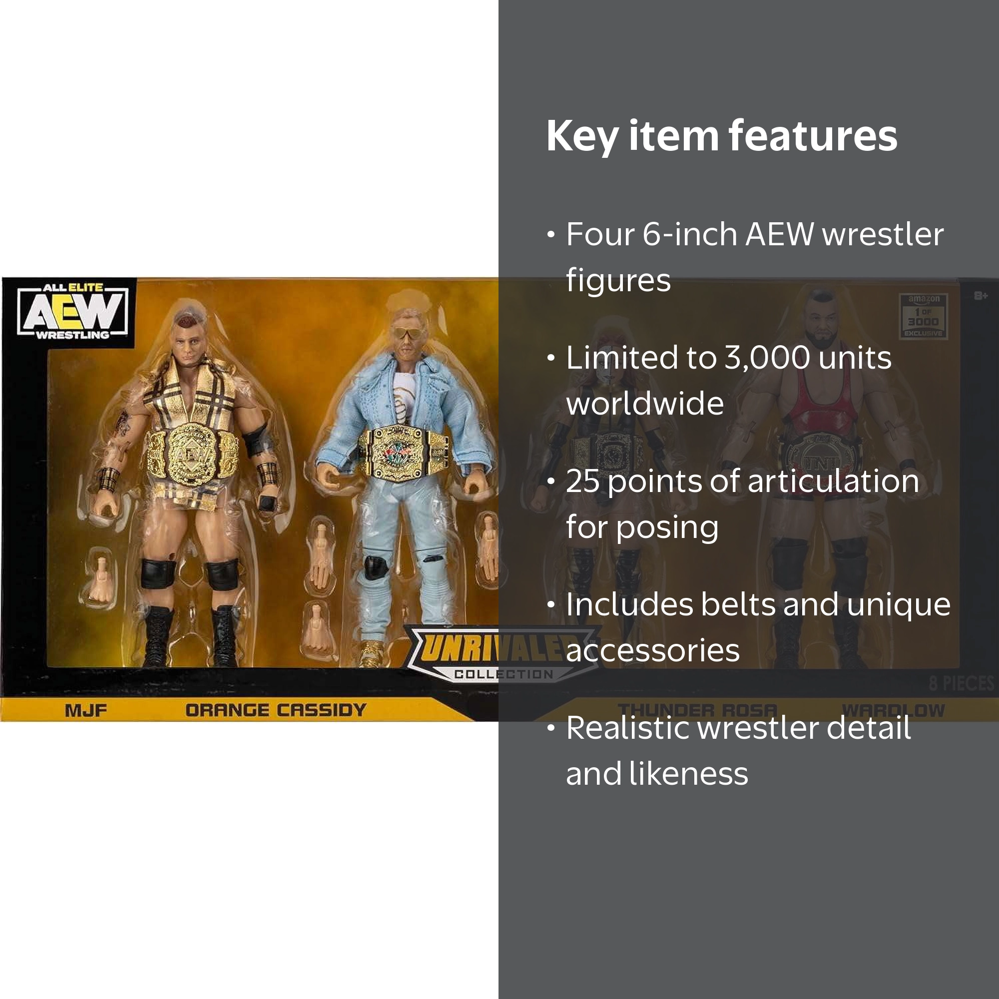 Jazwares, AEW Unrivaled Champion 4 Pack Figures, Limited Edition 1