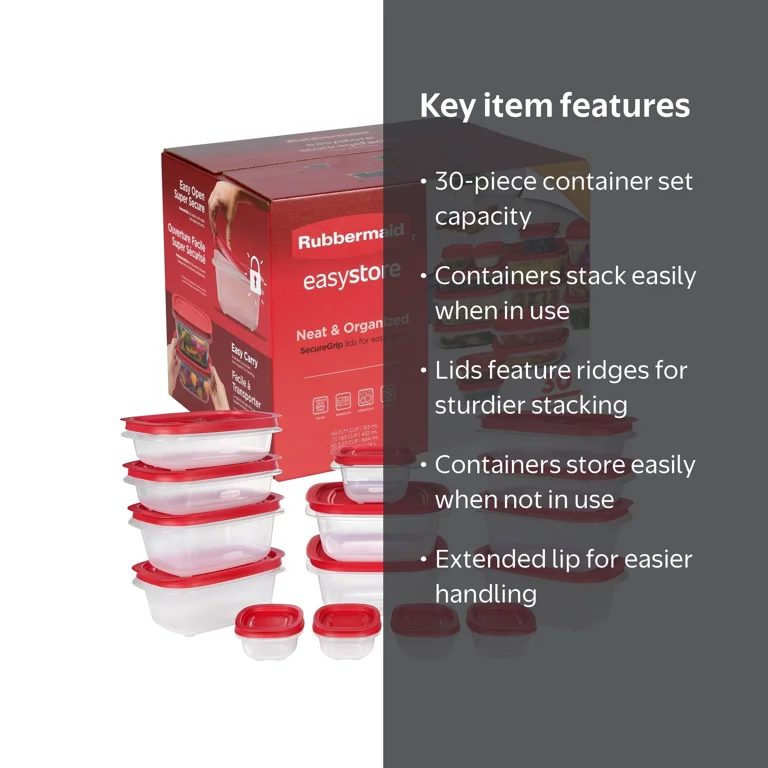 Rubbermaid EasyStore Containers with Lids, 30-Piece Set - Walmart.com