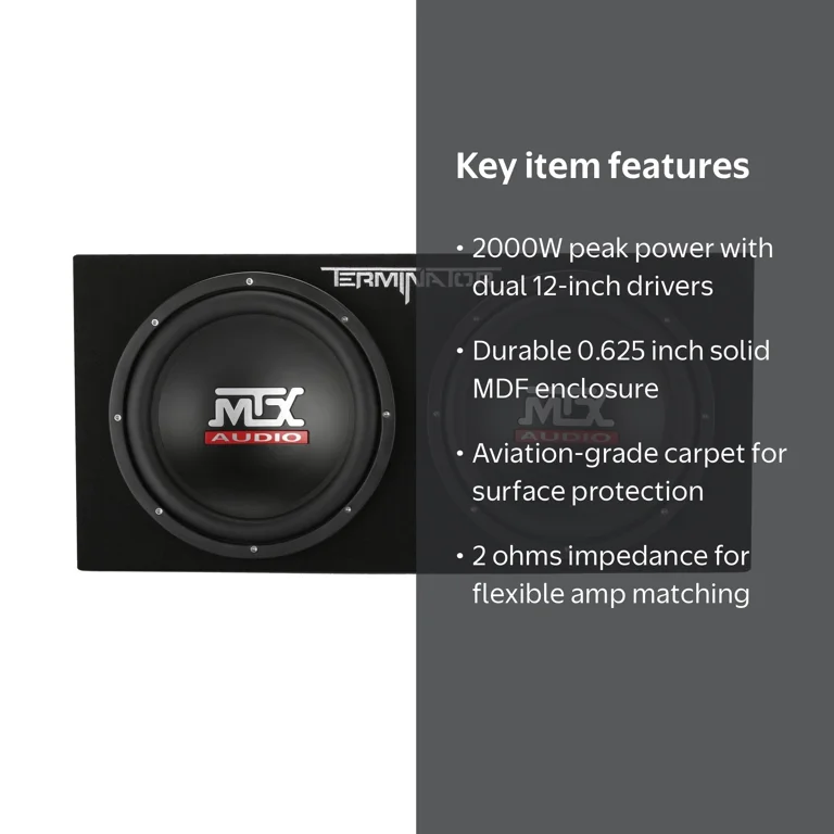 MTX TNP212DV 12in 2000W Dual Loaded Car Subwoofer Enclosure with