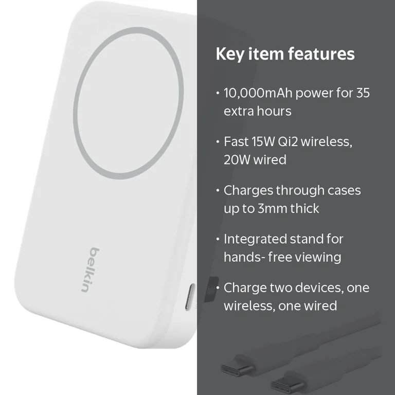 Belkin BoostCharge Pro Wireless Power Bank 10K w/ Qi2, MagSafe