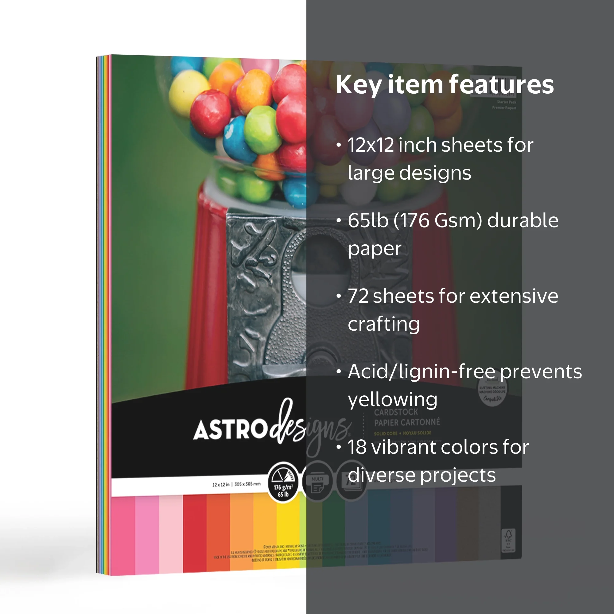 Astrodesigns Cardstock, Starter Pack 18-Color Assortment, 12