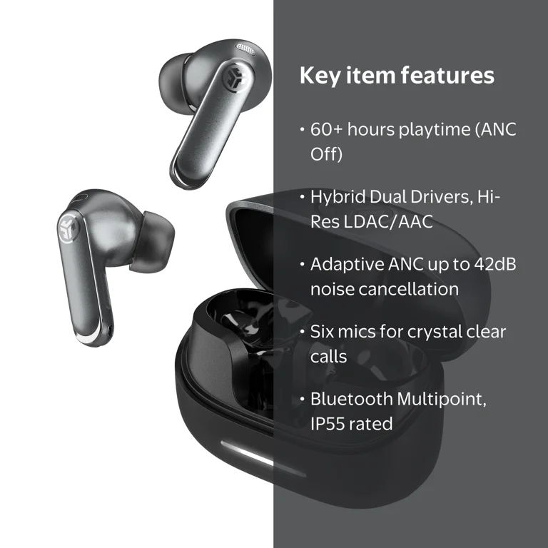 JLab Epic Pods ANC True Wireless Earbuds, Hi-Res LDAC, 60+ Hour