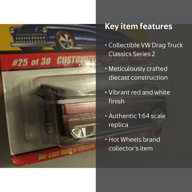 Hot Wheels Customized VW Drag Truck Classics Series 2 Red White 1 Hot Wheels Customized VW Drag Truck Classics Series 2 Red White 1