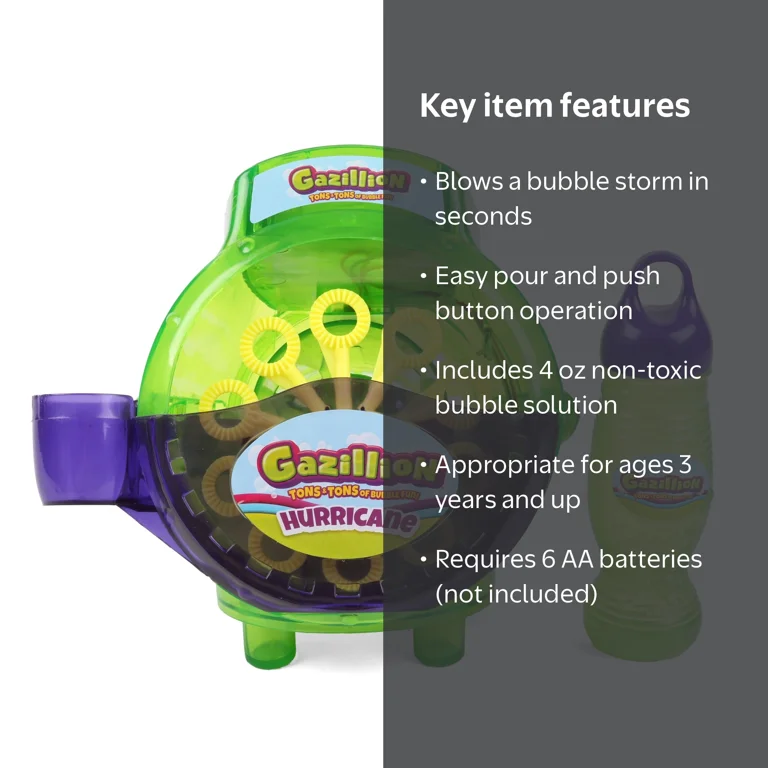 Funrise, Gazillion Hurricane Bubble Machine, 17.8 x 17.2 x 9.1