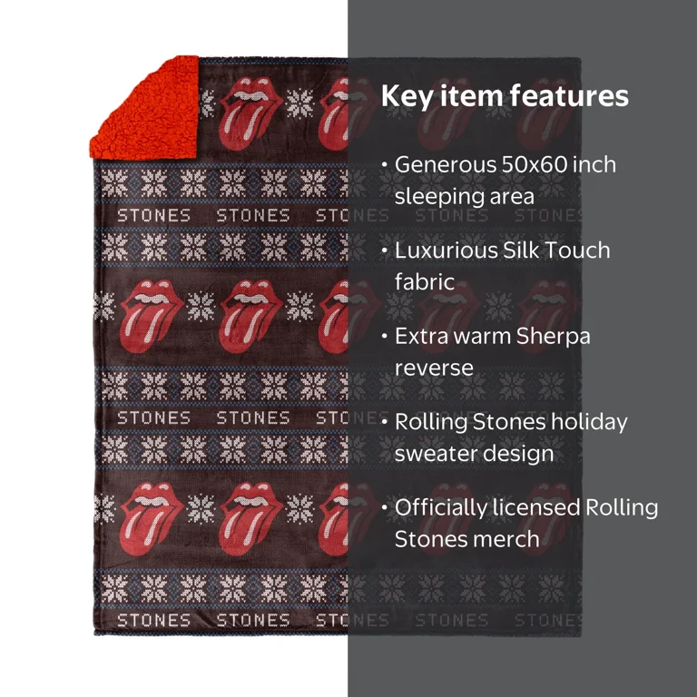 Rolling Stones Holiday Sweater Silk Touch Throw Blanket with
