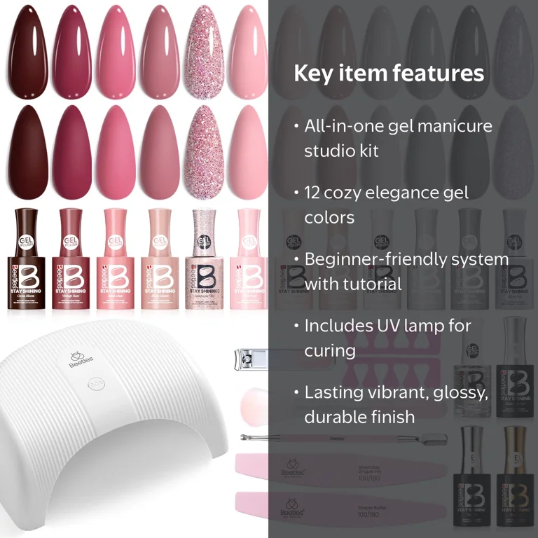 Beetles Mini Mani Studio Gel Nail Polish Starter Kit with UV Lamp
