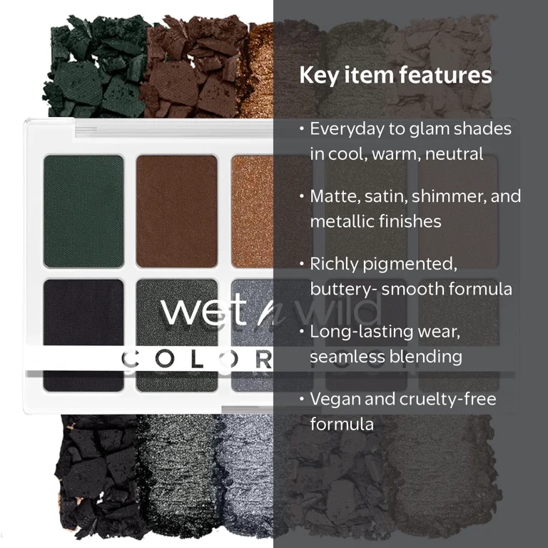 wet n wild, Color Icon 10-Pan Eyeshadow Palette, Lights Off, 0.42