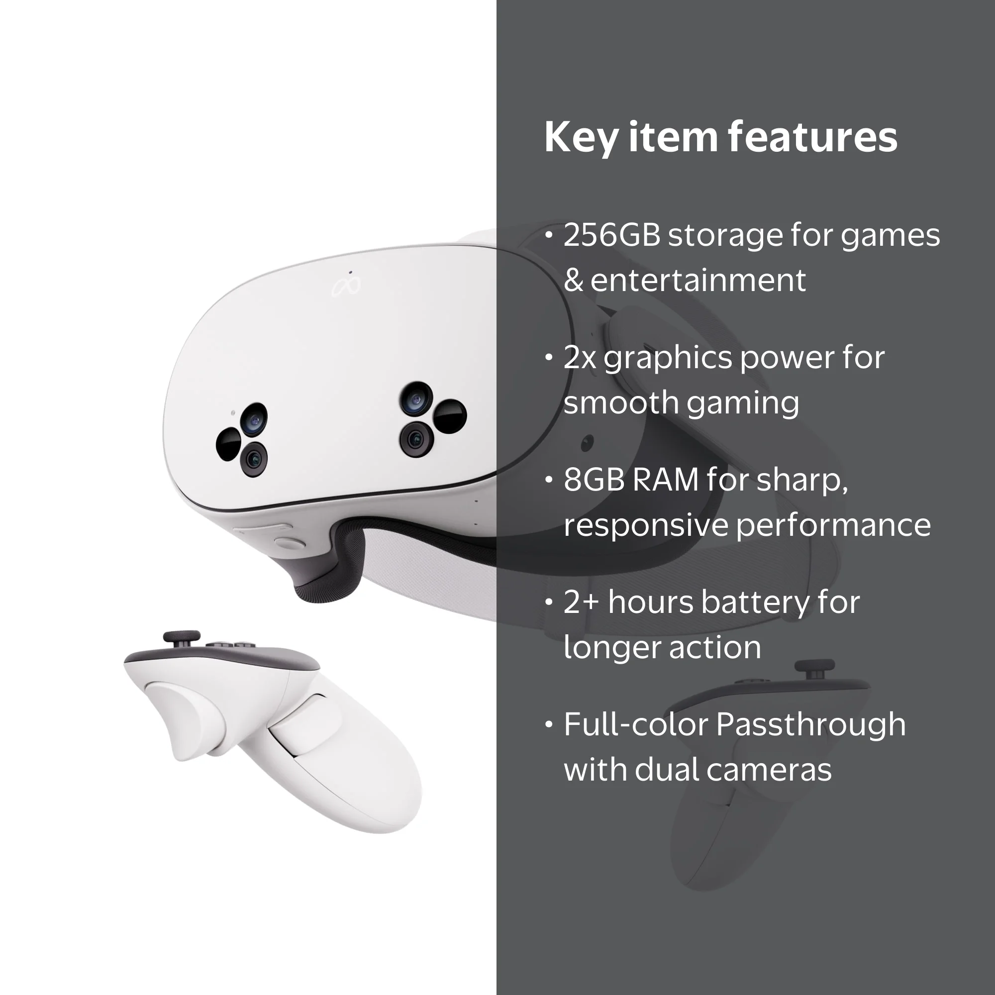 Meta Quest 3S 256GB VR Headset, Wireless, 2X Graphics Power, Meta