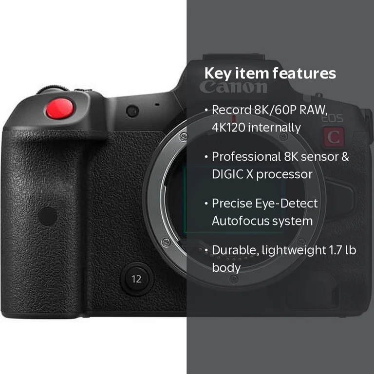 Canon EOS R5C Mirrorless Digital Cinema Camera Body, 4K120, HDMI