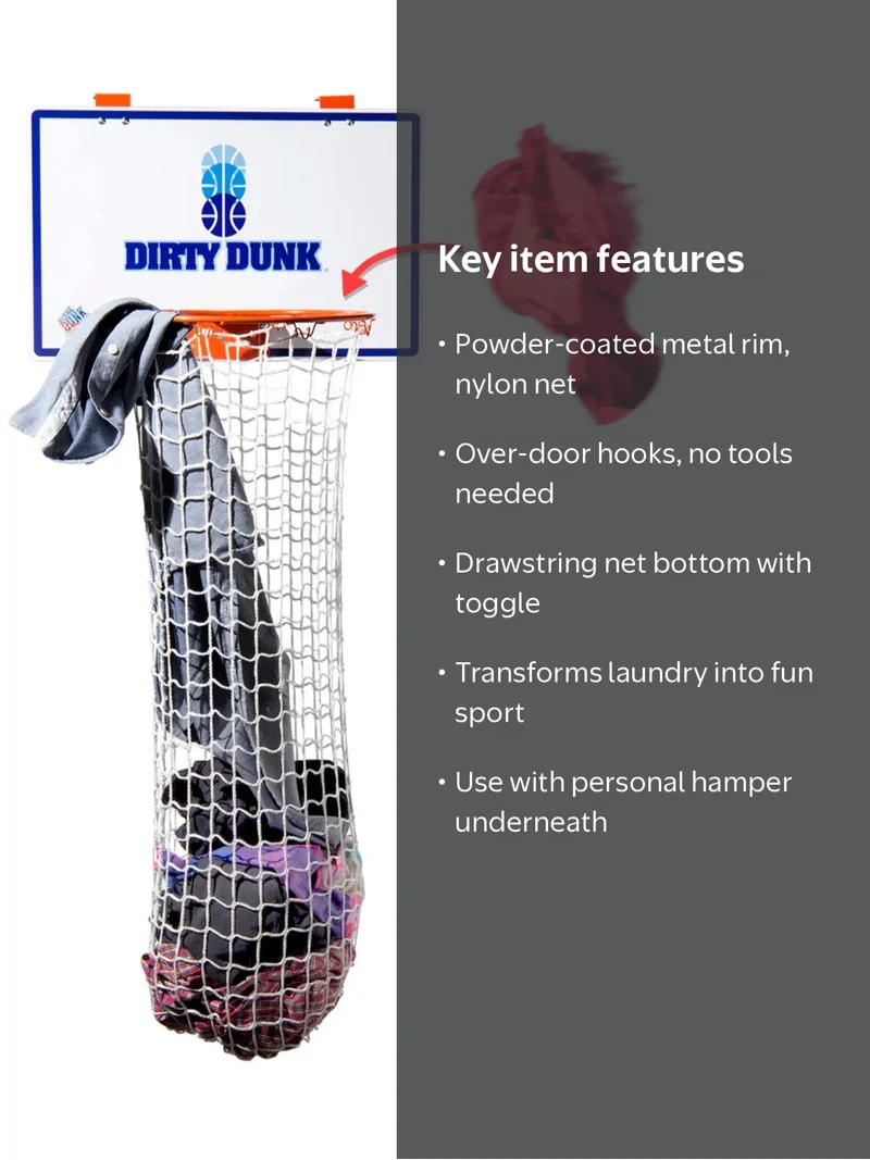 Free Shipping! The Dunk Collection Laundry Basket, Over-The-Door