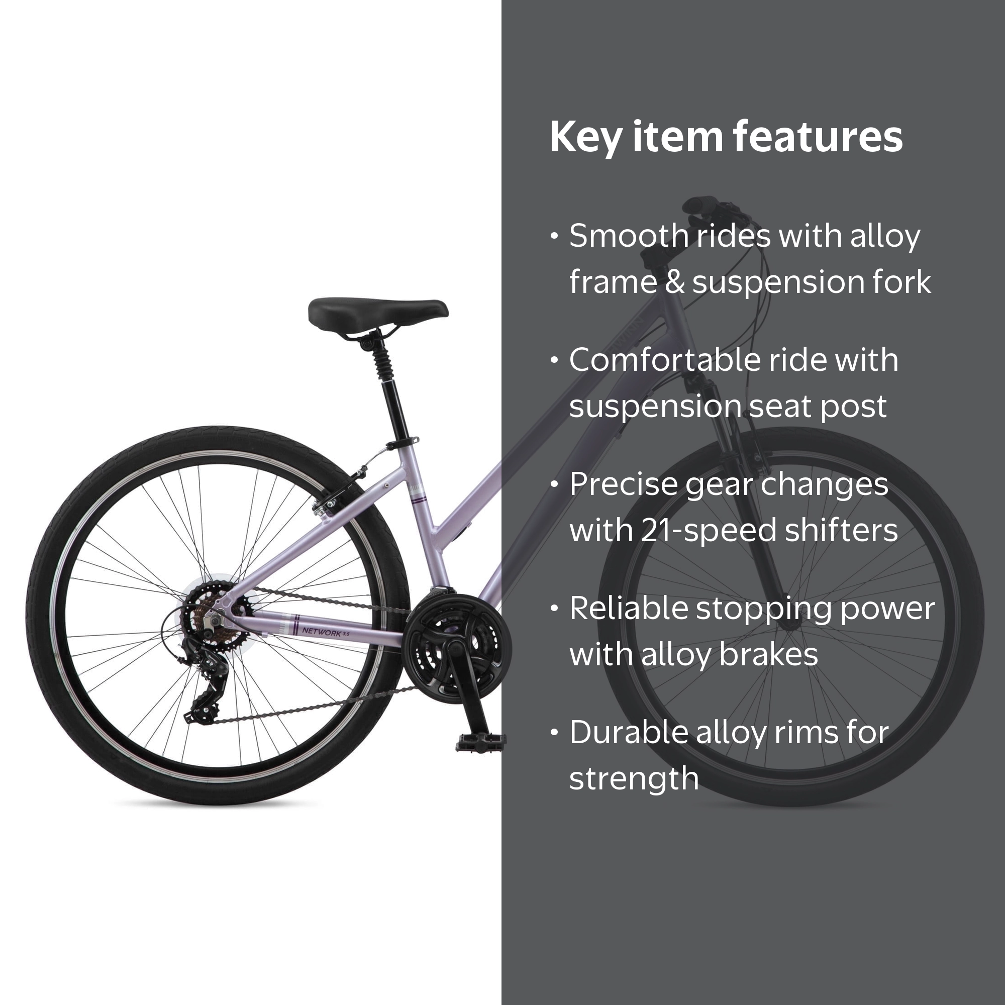 Schwinn, Hybrid Fitness Bike, Purple, 700c Wheels, 21 Speed