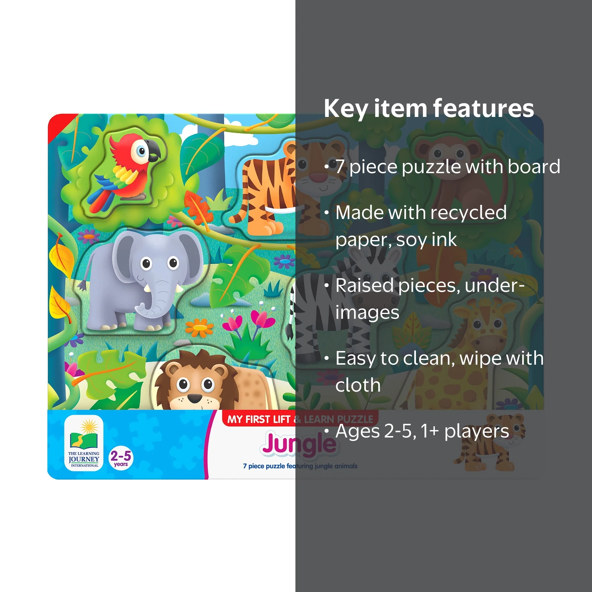 The Learning Journey My First Lift & Learn Jungle Puzzle 7 Pcs