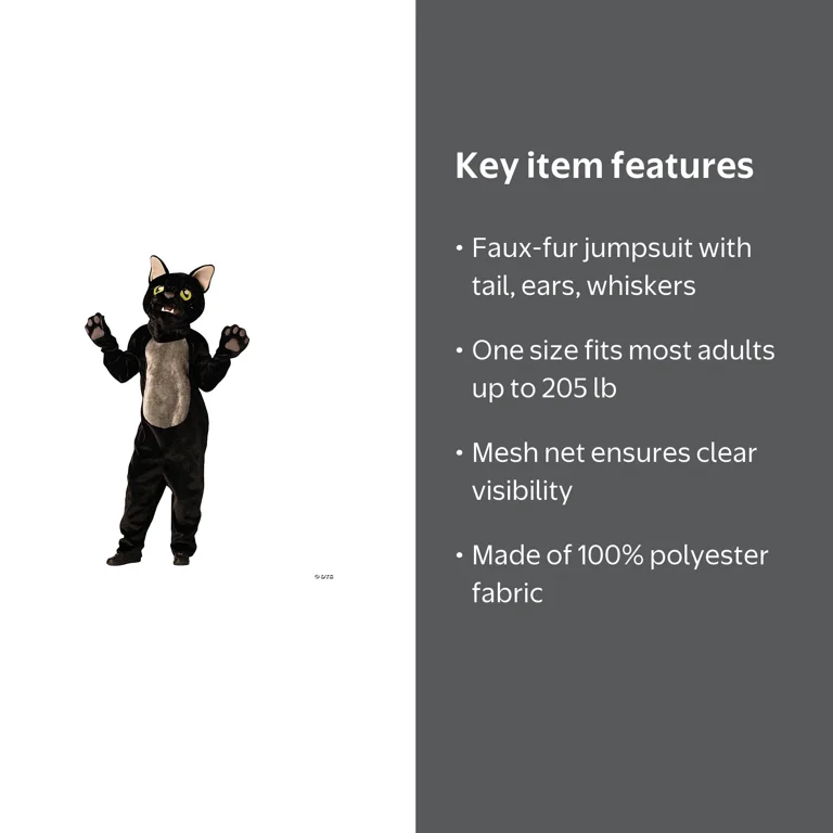 Rasta Imposta Adult Black Cat Halloween Costume Jumpsuit - Black