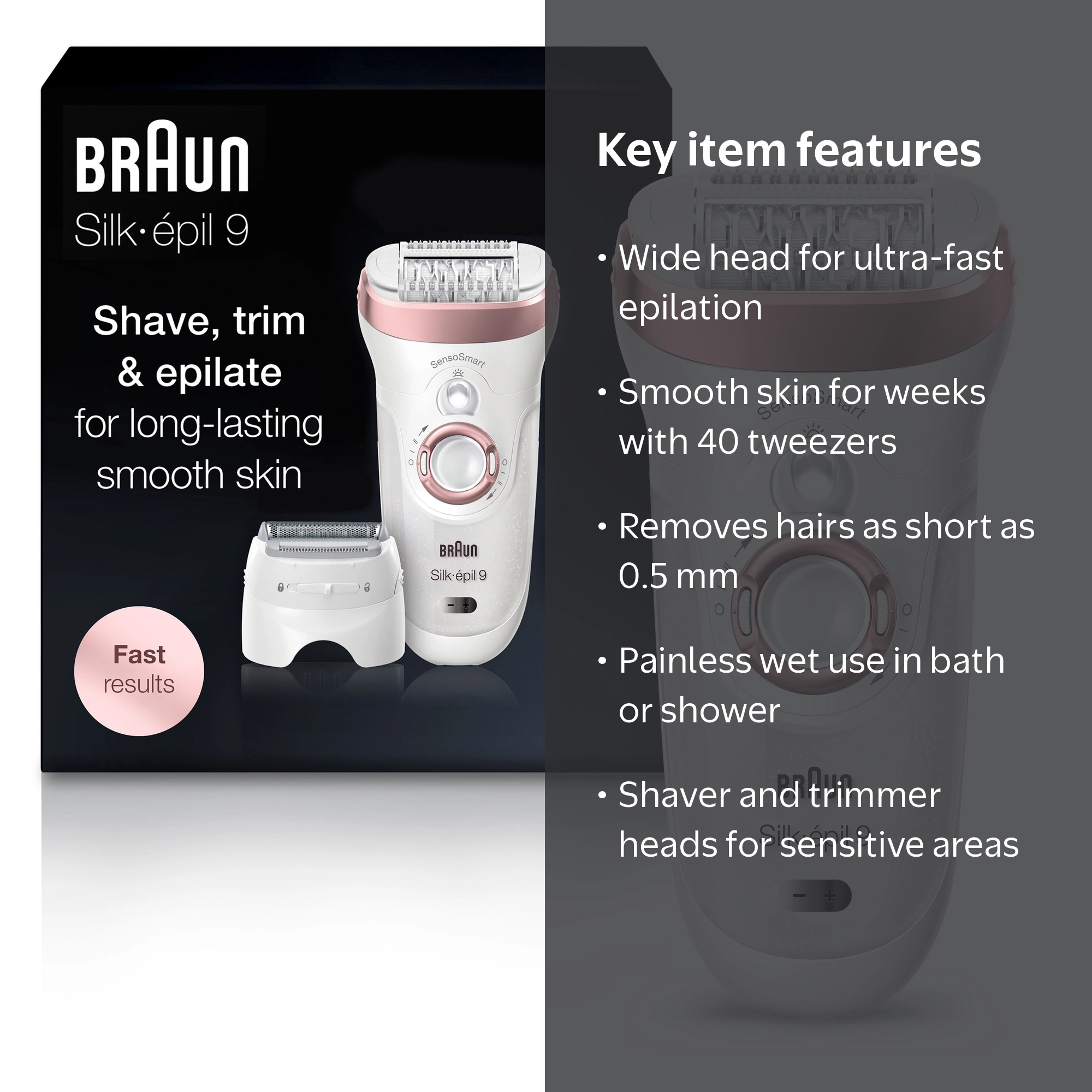Braun Silk-épil 9 9-720 Electric Wet & Dry Epilator with Shaver