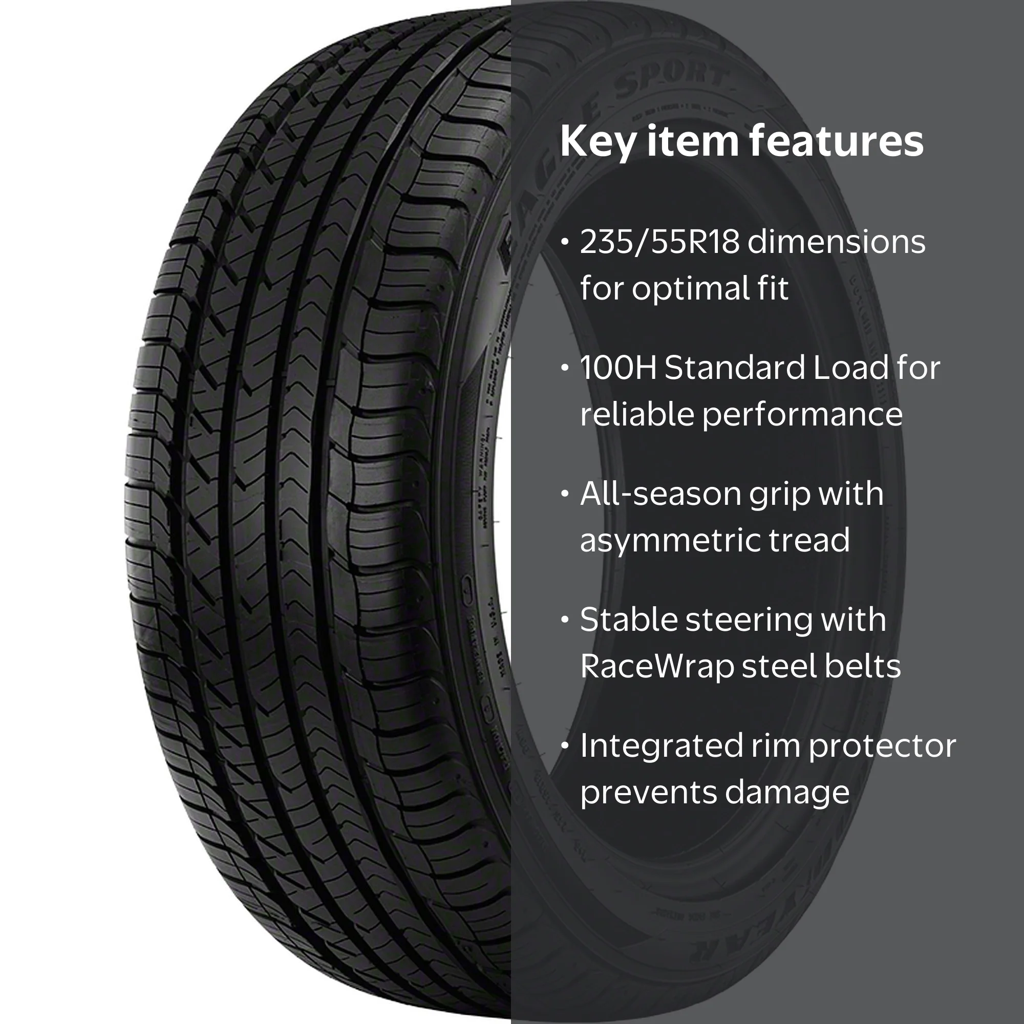 Set Of 4 Goodyear Eagle RS-A (TO) 235/55R18 100V 235/55r18 Goodyear Eagle Set of New Tires Set de Llantas Nuevas display picture 1