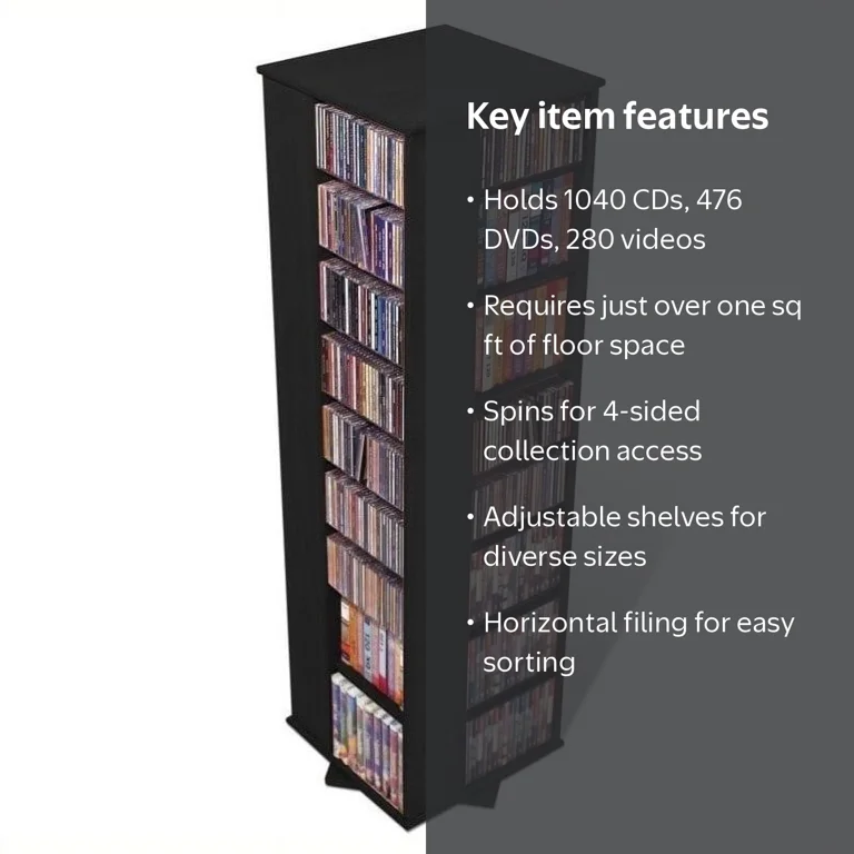 Bowery Hill Rotating Media Storage Tower: Spins 360¬∞, 64
