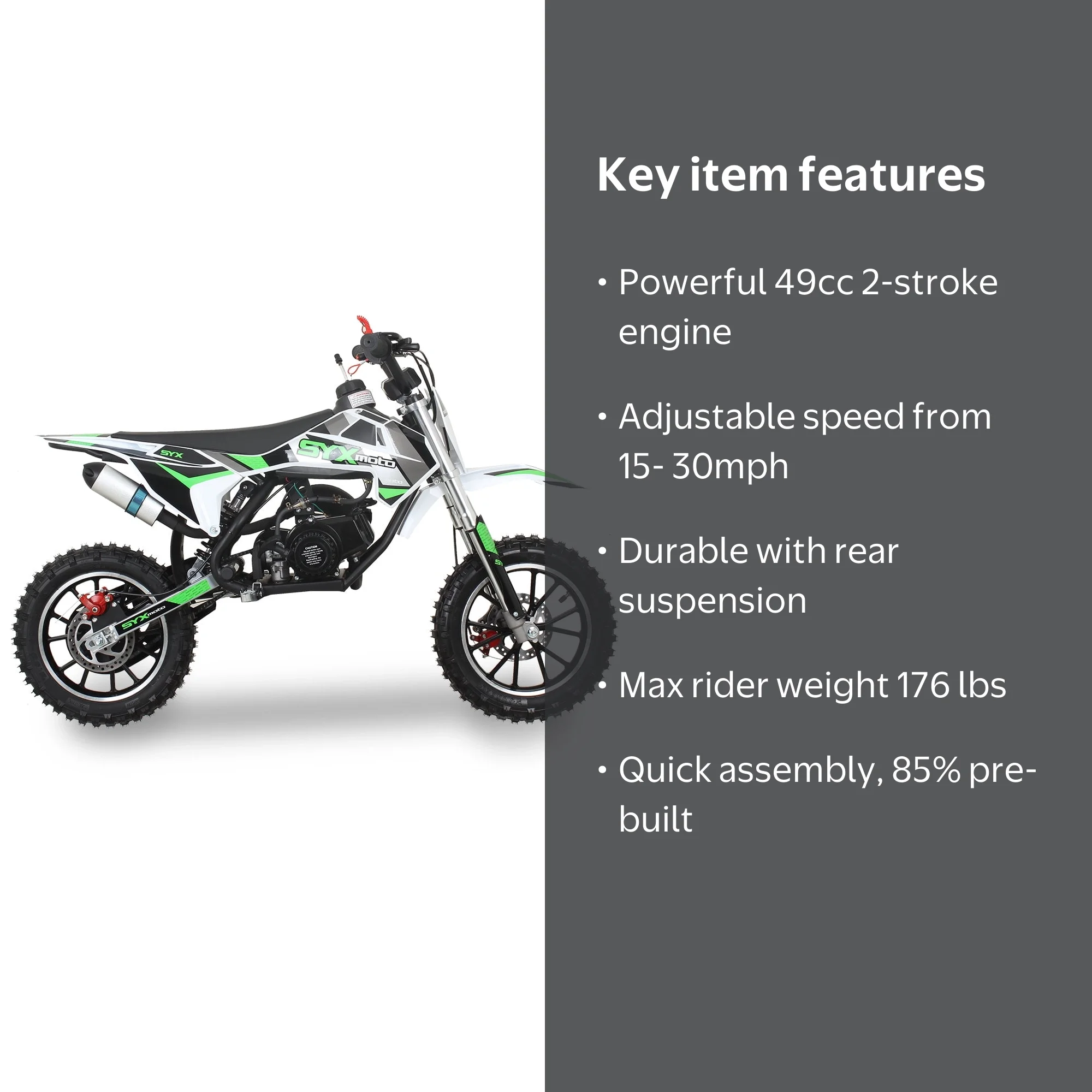 SYX MOTO Teen Youth Blitz 50cc 2 Stroke Gas Power Kids Mini Dirt