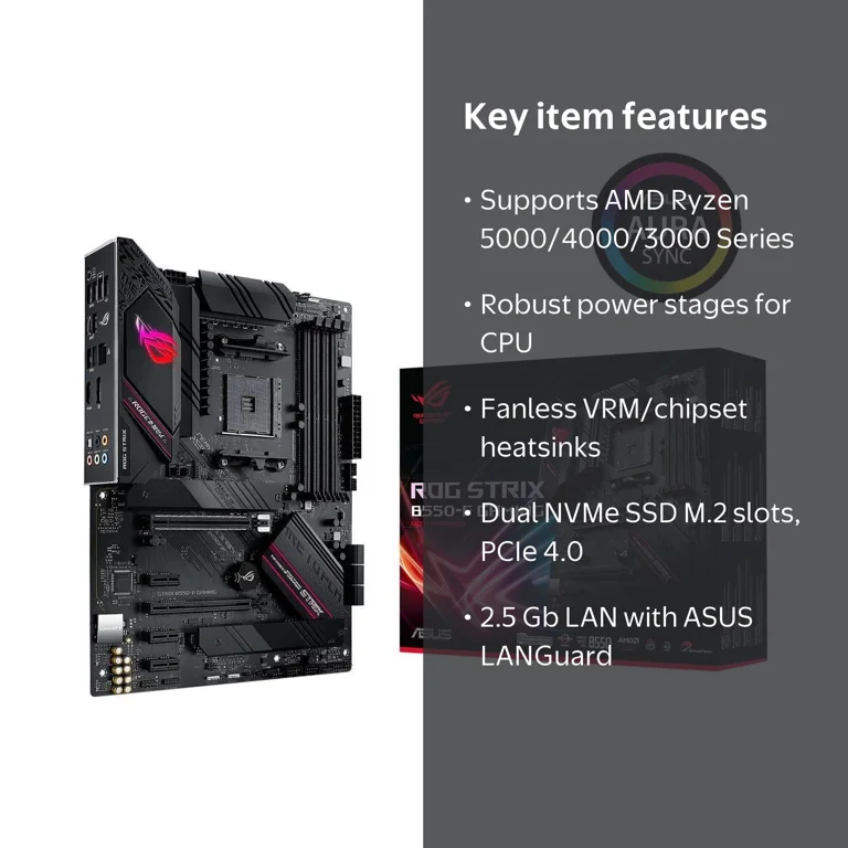 ASUS, ROG Strix B550-F Gaming AMD AM4 Motherboard, ATX, Multicolor