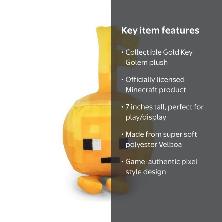 Minecraft Dungeons Happy Explorer Series Gold Key Golem Plush Toy