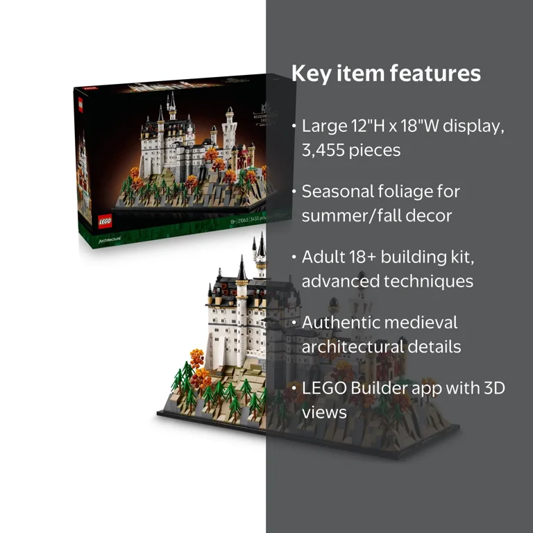 LEGO Architecture Neuschwanstein Castle 3D Puzzle, Bavarian Castle