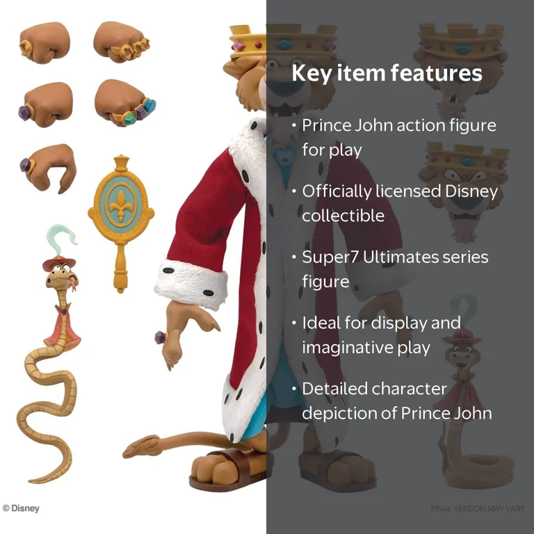 Super 7 Disney Robin Hood Prince John & Sir Hiss Action Figure