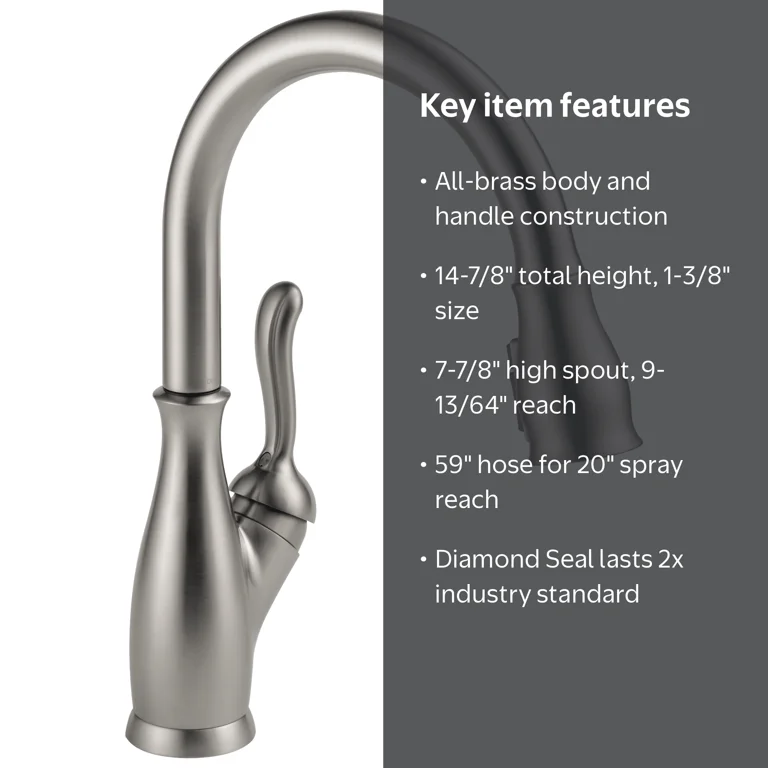 Delta Leland Single Handle Pull-Down Kitchen Faucet, 9178-DST