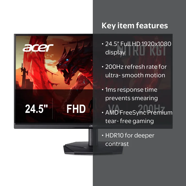 Acer Nitro 24.5” Full HD (1920 x 1080) Gaming Monitor, AMD
